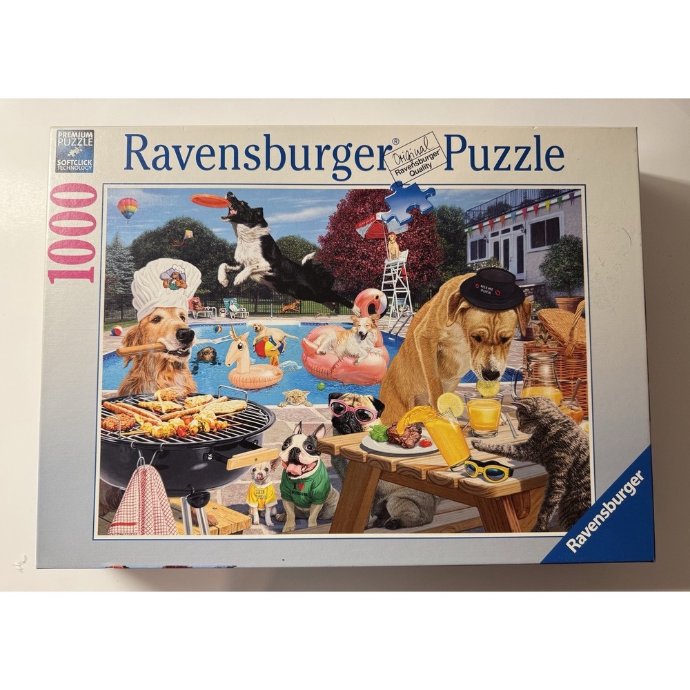 Ravensburger Pool Party Dogs Cats Puzzle 1000 Pieces #168101 Steve Read